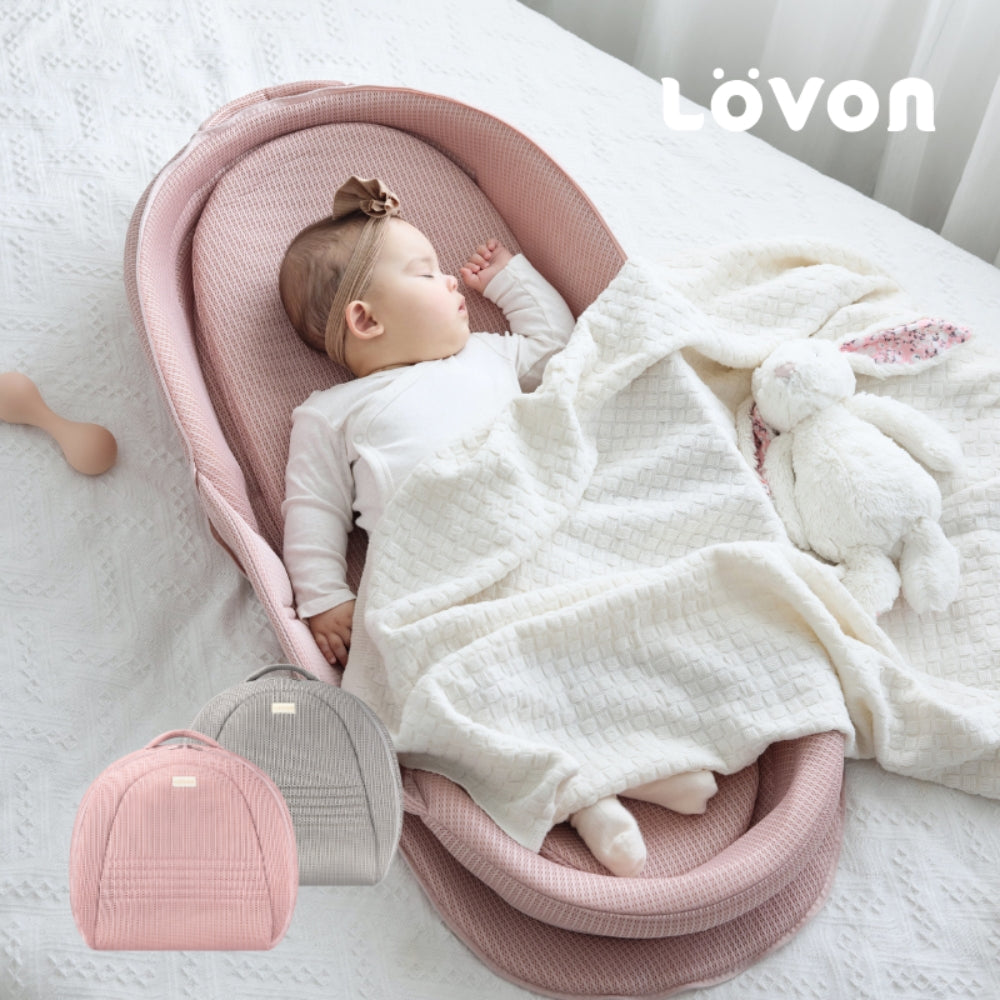 RÜYA Foldable Baby Lounger for Newborn(Cloud Grey/Berry Blush)
