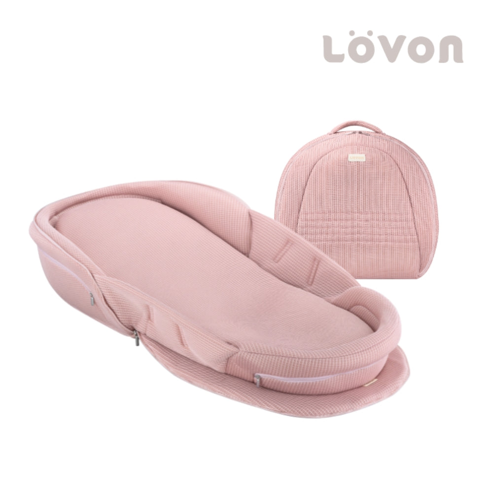 RÜYA Foldable Baby Lounger for Newborn(Cloud Grey/Berry Blush)